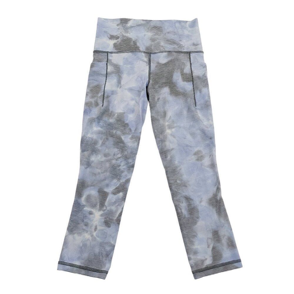 Athleta Capri Leggings Juniors XS Blue Tie Dye Striped Running Activewear